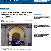 El mercado de fusiones y adquisiciones en Espaa cae un 19% hasta julio, segn TTR Data